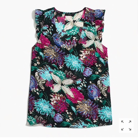 printed sleeveless ruffle top, sz 0 and 2 - Picture 3 of 4